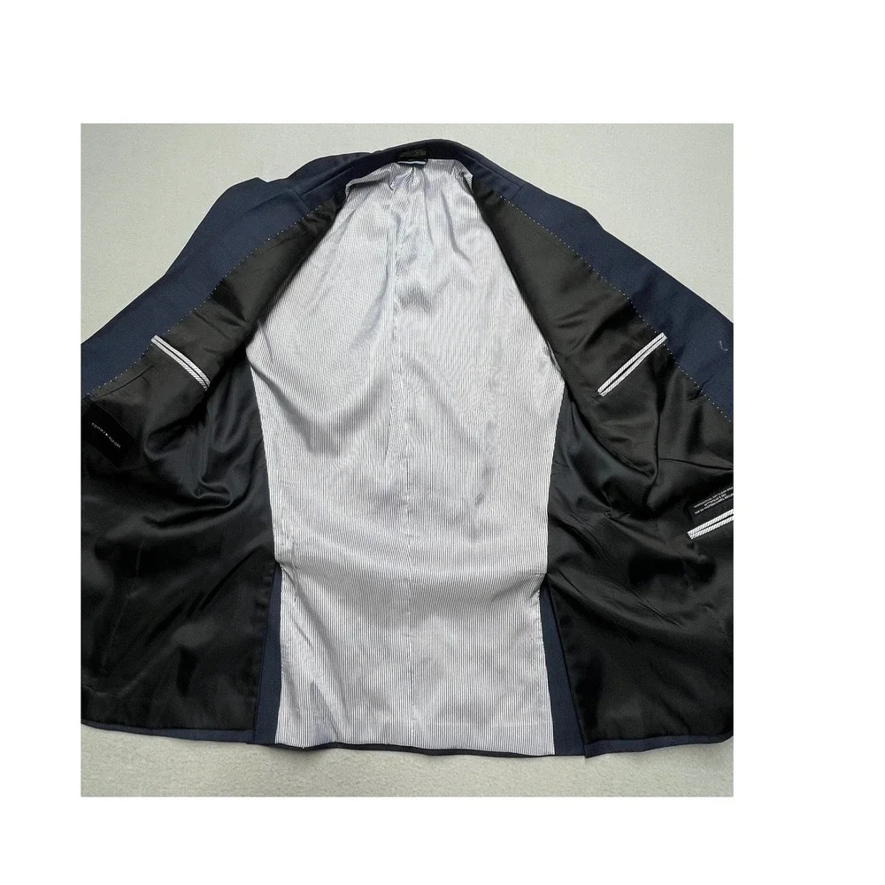 New Tommy Hilfiger Blazer Men Wool Suit Jacket Sport Coat 38R Nave Blue 2 button